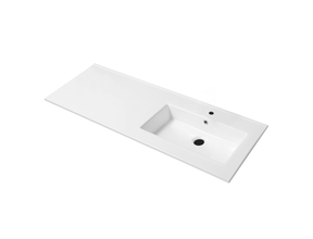 Wastafel Classic Asymmetrisch Rechts Glans Wit 120x47x2cm met kraangat