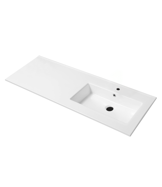Wastafel Classic Asymmetrisch Rechts Glans Wit 120x47x2cm met kraangat