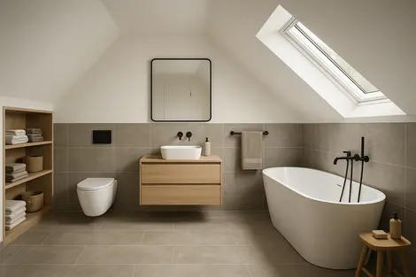 Badkamer met schuin dak: hoe je deze praktisch optimaliseert