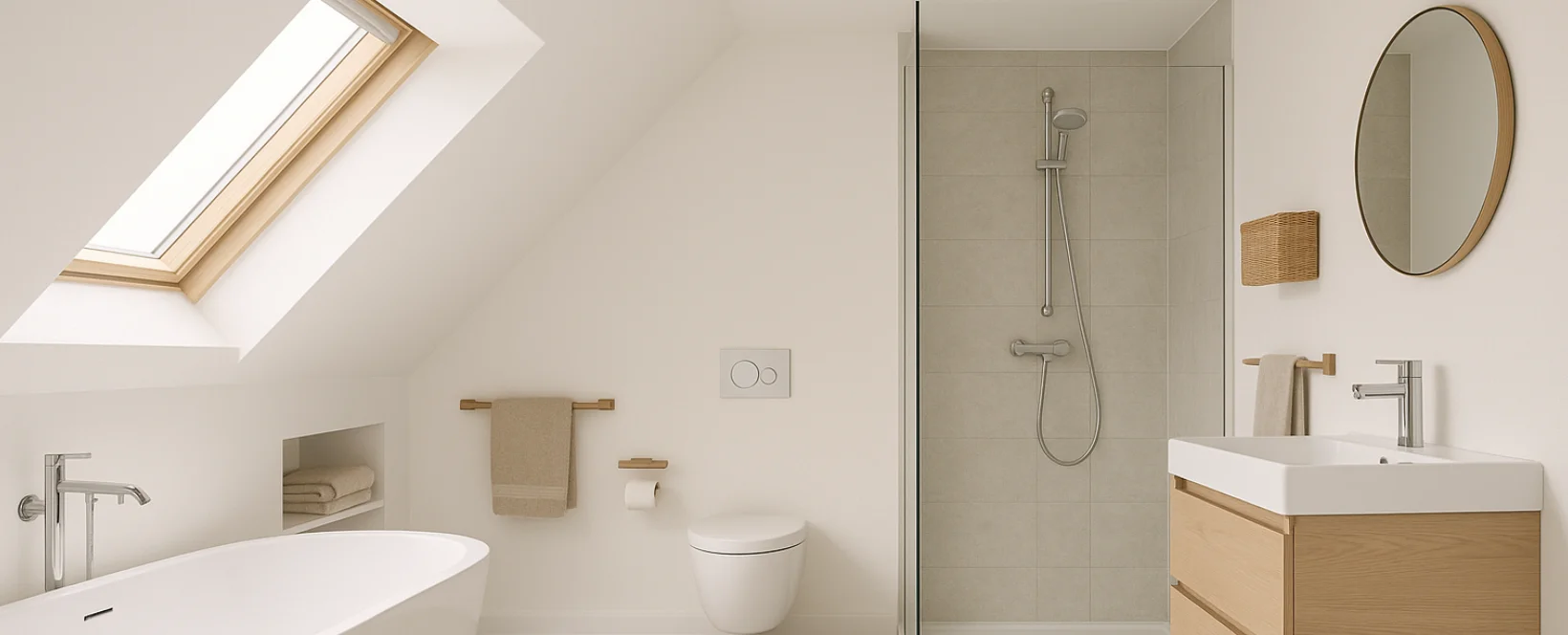 Praktisch gebruikmaken van de indeling badkamer met schuin dak