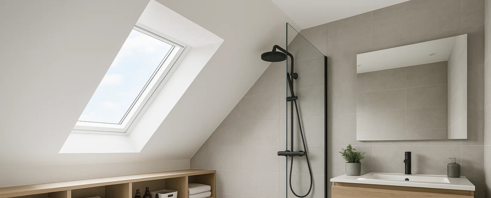 opbergvakken badkamer schuin dak