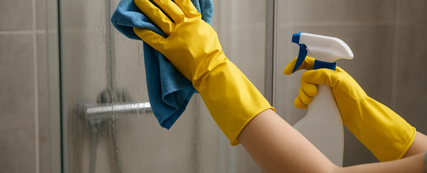 Glazen douchedeur schoonmaken