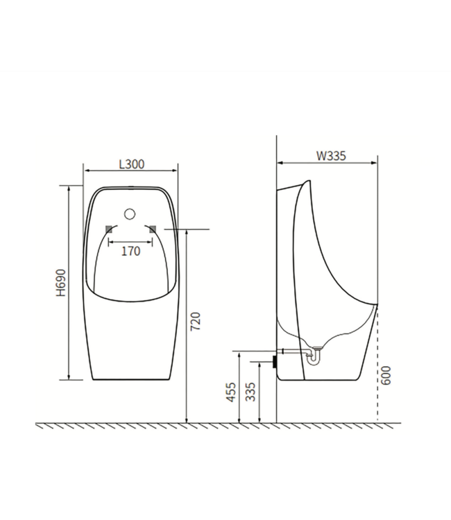 Urinoir met sensor Aloni Viora Mat Zwart achteraansluiting