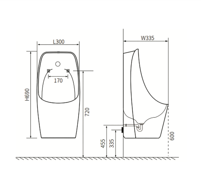 Urinoir met sensor Aloni Viora Mat Wit achteraansluiting
