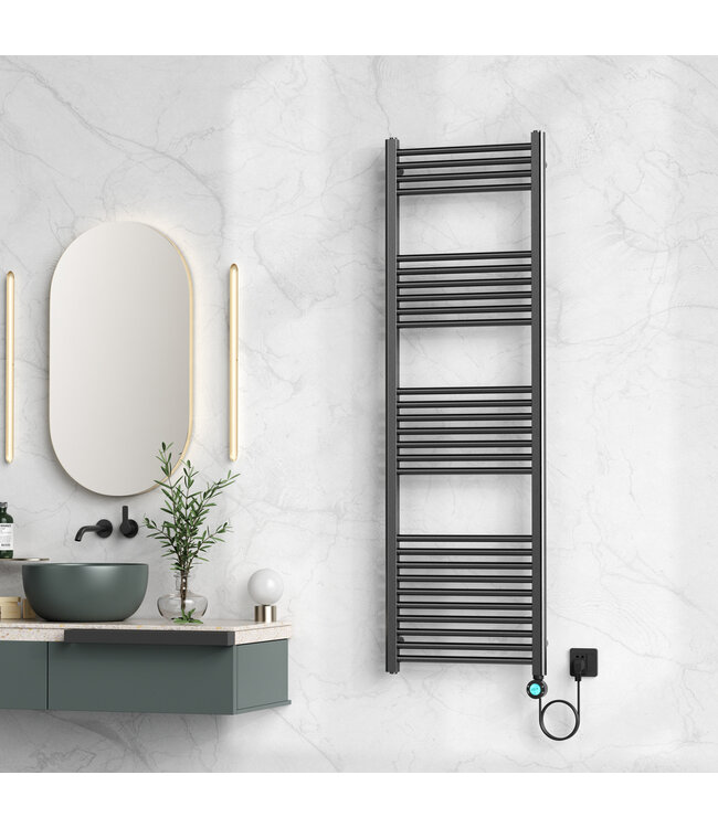 Elektrische Handdoekradiator Gunmetal 160x50cm 900Watt met Smart Wifi - programeerbaar
