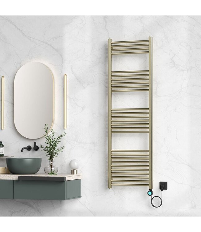 Elektrische Handdoekradiator Geborsteld Goud 160x50cm 700Watt met Smart Wifi - programeerbaar