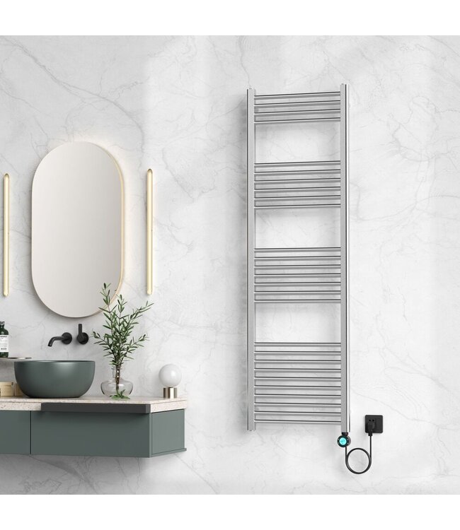 Elektrische Handdoekradiator Geborsteld RVS 160x50cm 700Watt met Smart Wifi - programeerbaar