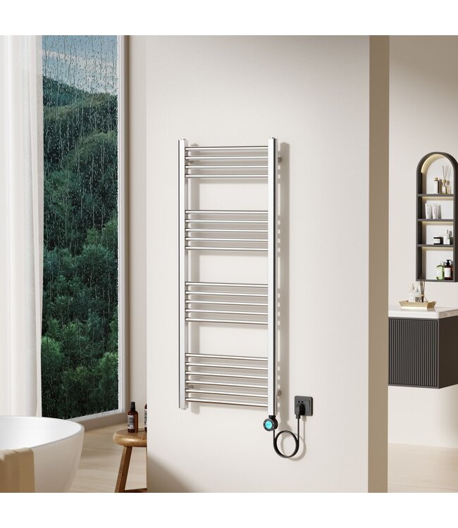 Elektrische Handdoekradiator Geborsteld RVS 120x50cm 700Watt met Smart Wifi - programeerbaar