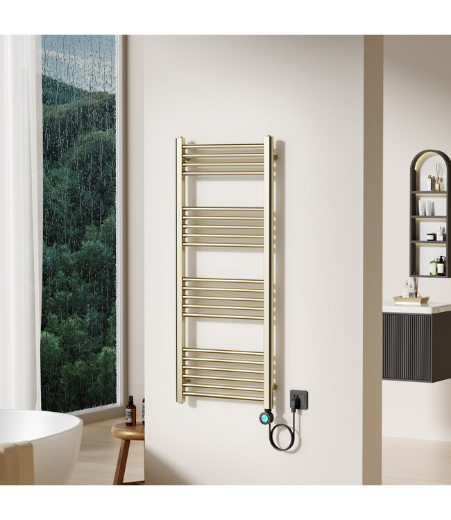 Elektrische Handdoekradiator Geborsteld Goud 120x50cm 700Watt met Smart Wifi - programeerbaar