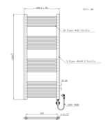 Elektrische Handdoekradiator Gunmetal 120x50cm 700Watt met Smart Wifi - programeerbaar