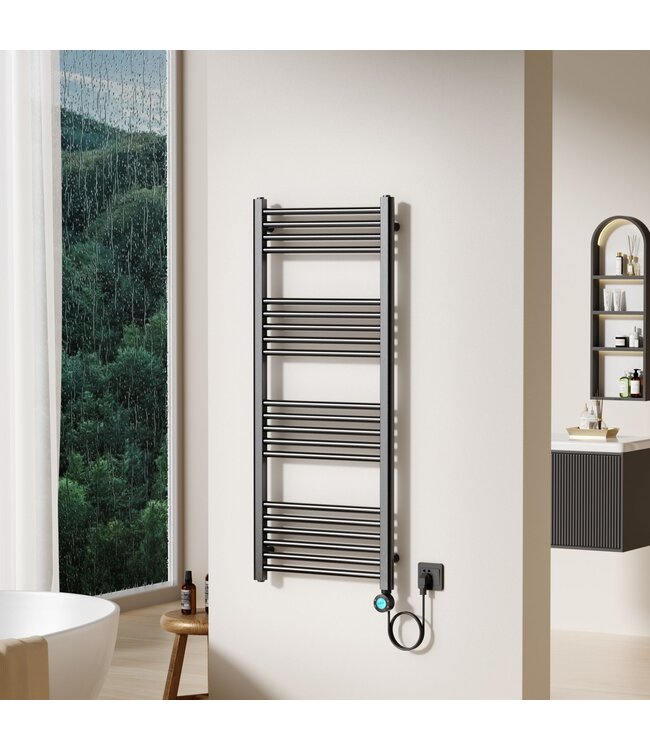 Elektrische Handdoekradiator Gunmetal 120x50cm 700Watt met Smart Wifi - programeerbaar