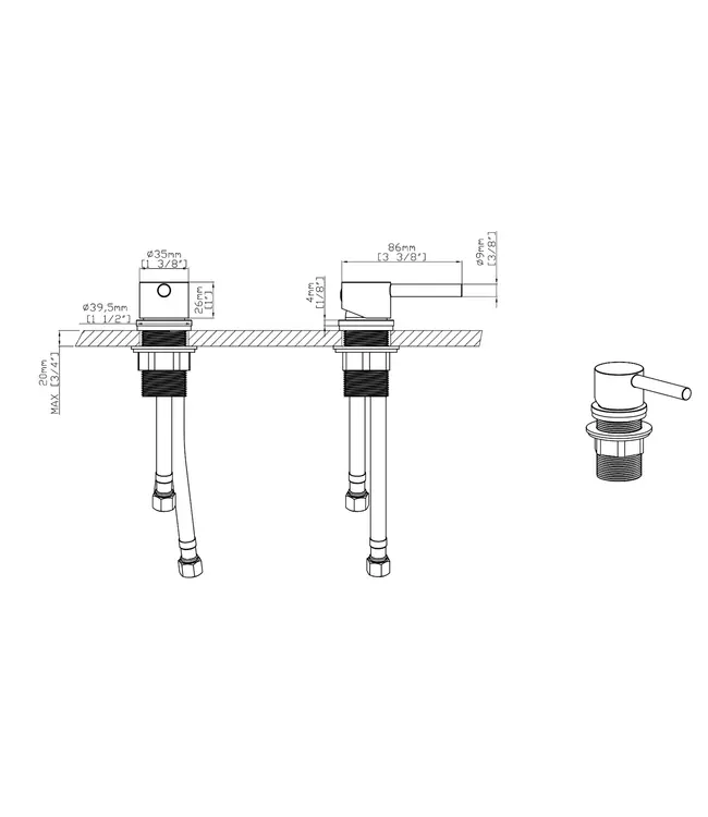 Bidetkraan Los Achernar Geborsteld Staal t.b.v. wc met geintegreerde bidetkraan koud