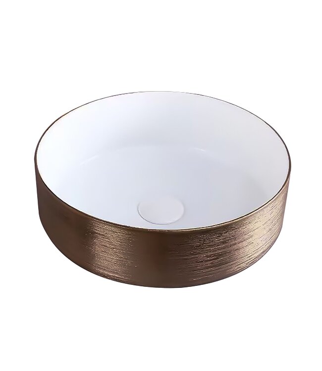 Waskom relief Turo Koper / Wit 36x13cm - Keramiek