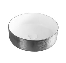 Waskom relief Turo Zilver / Wit 36x13cm - Keramiek