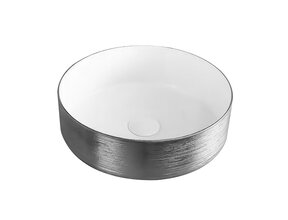 Waskom relief Turo Zilver / Wit 36x13cm - Keramiek