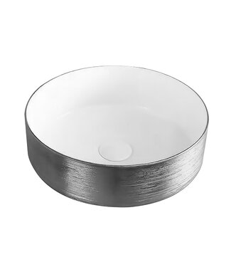 ALONI Waskom relief Turo Zilver / Wit 36x13cm - Keramiek