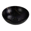 Waskom Marmerlook Aloni Tivra Rond Zwart / Goud marmer 38x13 cm incl. afvoerplug