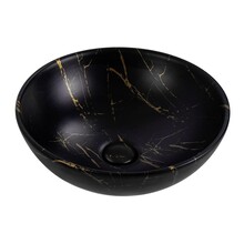 Waskom Marmerlook Aloni Tivra Rond Zwart / Goud marmer 38x13 cm incl. afvoerplug