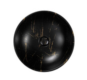 Waskom Marmerlook Aloni Tivra Rond Zwart / Goud marmer 38x13 cm incl. afvoerplug