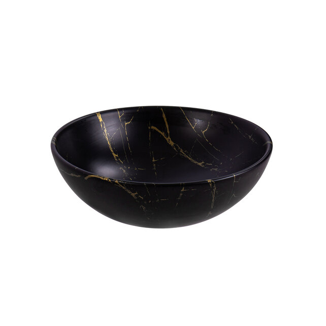 Waskom Marmerlook Aloni Tivra Rond Zwart / Goud marmer 38x13 cm incl. afvoerplug