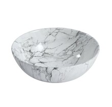 Waskom Marmerlook Aloni Tivra Rond Wit marmer 38x13 cm incl. afvoerplug