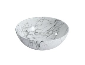 Waskom Marmerlook Aloni Tivra Rond Wit marmer 38x13 cm incl. afvoerplug