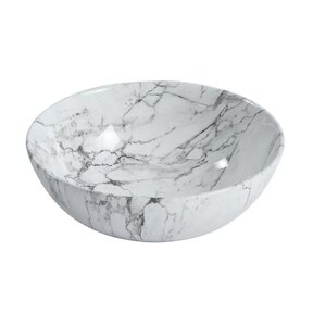 Waskom Marmerlook Aloni Tivra Rond Wit marmer 38x13 cm incl. afvoerplug