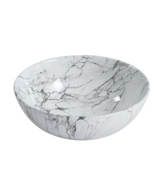 ALONI Waskom Marmerlook Aloni Tivra Rond Wit marmer 38x13 cm incl. afvoerplug