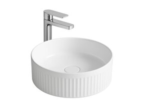 Waskom Aloni Muffly Rond met Ribbel Wit 37x13cm