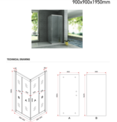 Aloni Douchecabine Venetië Nano Vierkant 90x90cm Chroom Schuifdeur 195cm Hoekinstap veiligheidsglas 6mm anti-kalk