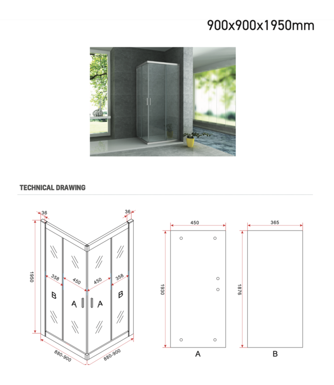 Aloni Douchecabine Venetië Nano Vierkant 90x90cm Chroom Schuifdeur 195cm Hoekinstap veiligheidsglas 6mm anti-kalk