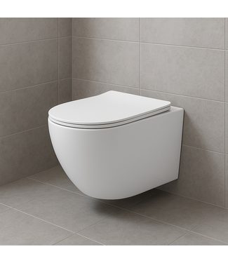 ALONI Randloos Hangtoilet Pro-Pack Turbo-Flush Mat Wit 49cm incl. Toiletbril