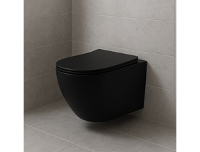 Randloos Hangtoilet Pro-Pack Turbo-Flush Mat Zwart 49cm incl. Toiletbril