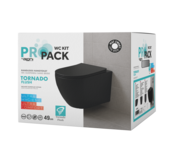 Randloos Hangtoilet Pro-Pack Turbo-Flush Mat Zwart 49cm incl. Toiletbril