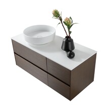 Wastafelonderkast Layda 120cm Donker Walnoot met ribbels – 4 lades