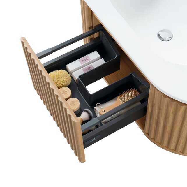 Wastafelonderkast Begonia Curve 100cm Naturel Eiken