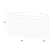 Wastafelonderkast Begonia Curve 100cm Naturel Eiken