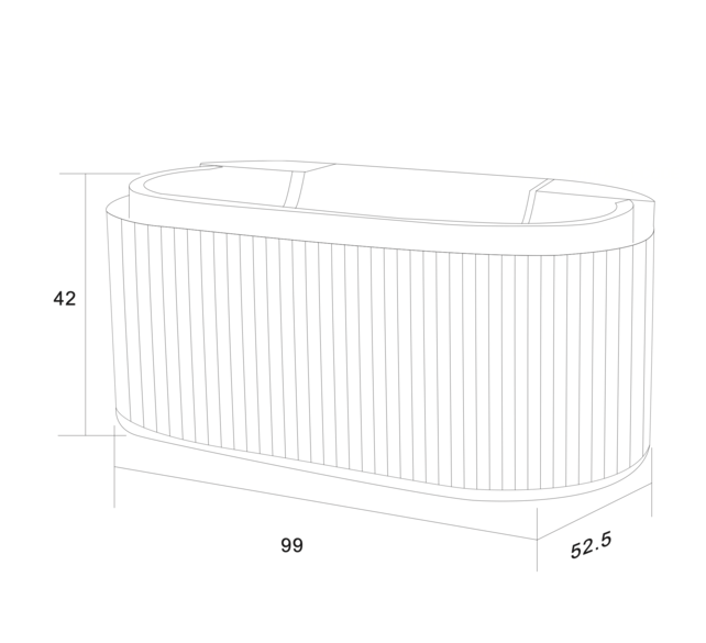 Wastafelonderkast Begonia Curve 100cm Naturel Eiken