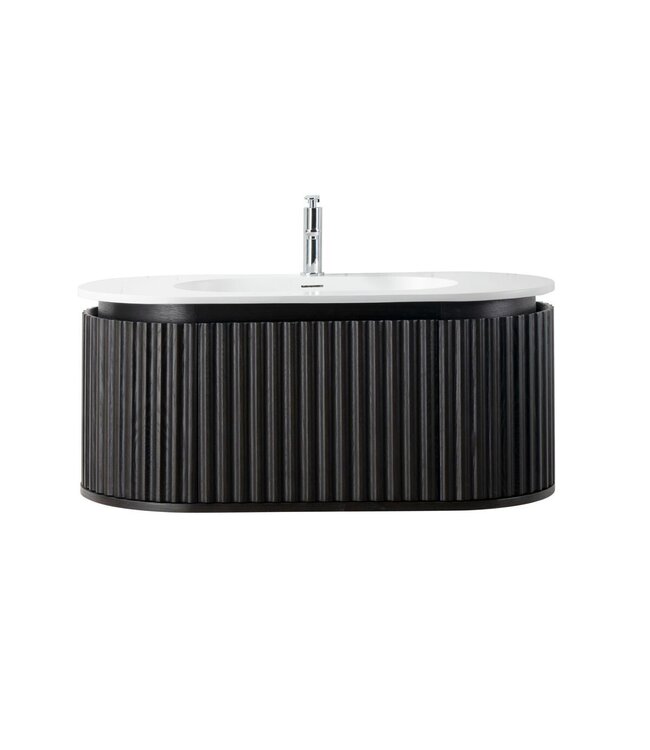 Wastafelonderkast Begonia Curve 100cm Zwart Eiken