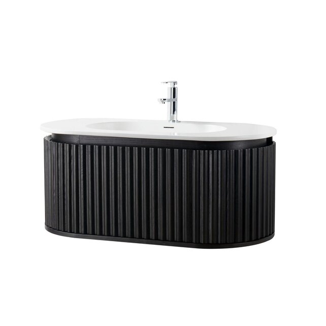 Wastafelonderkast Begonia Curve 100cm Zwart Eiken