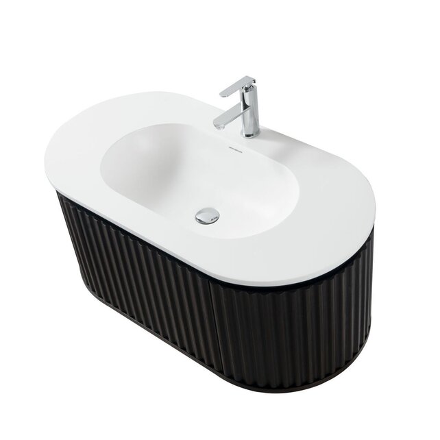 Wastafelonderkast Begonia Curve 100cm Zwart Eiken