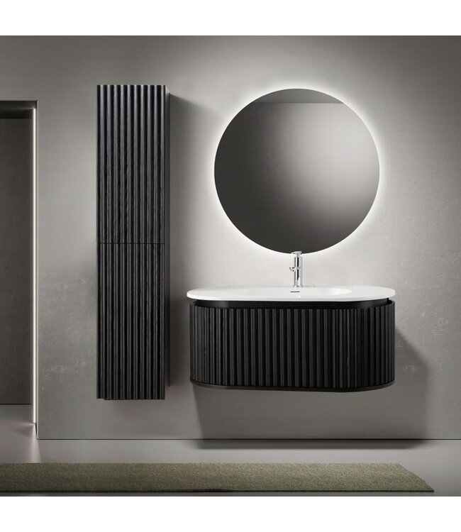 Wastafelonderkast Begonia Curve 100cm Zwart Eiken