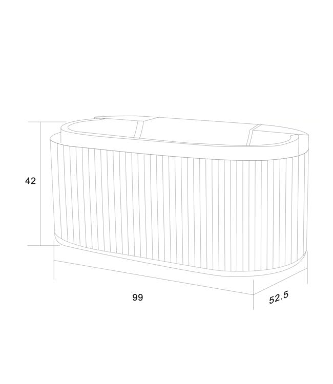Wastafelonderkast Begonia Curve 100cm Zwart Eiken