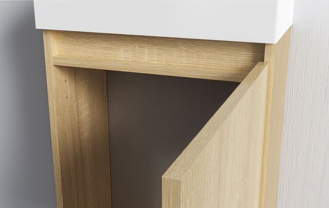 Fonteinkast Compleet Set met Onderkast Bruin Wastafel en Spiegel 40x22x60cm Creavit