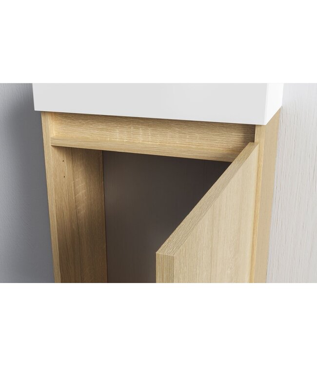 CREAVIT Fonteinkast Compleet Set met Onderkast Bruin Wastafel en Spiegel 40x22x60cm Creavit