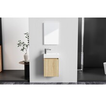 Fonteinkast Compleet Set met Onderkast Bruin Wastafel en Spiegel 40x22x60cm Creavit