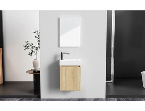 Fonteinkast Compleet Set met Onderkast Bruin Wastafel en Spiegel 40x22x60cm Creavit