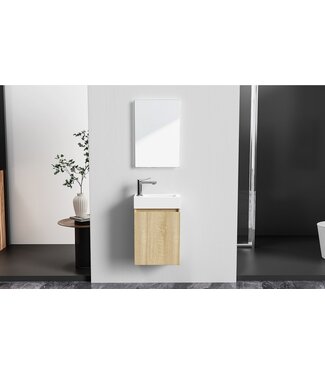 CREAVIT Fonteinkast Compleet Set met Onderkast Bruin Wastafel en Spiegel 40x22x60cm Creavit