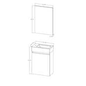 Fonteinkast Compleet Set met Onderkast Bruin Wastafel en Spiegel 40x22x60cm Creavit