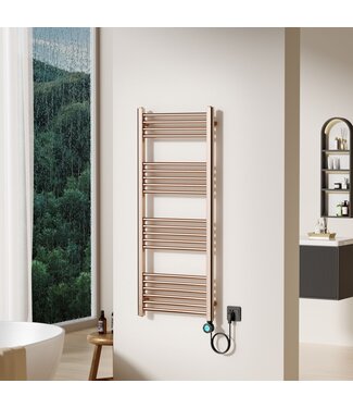 ALONI Elektrische Handdoekradiator Geborsteld Koper 120x50cm 700Watt met Smart Wifi - programeerbaar